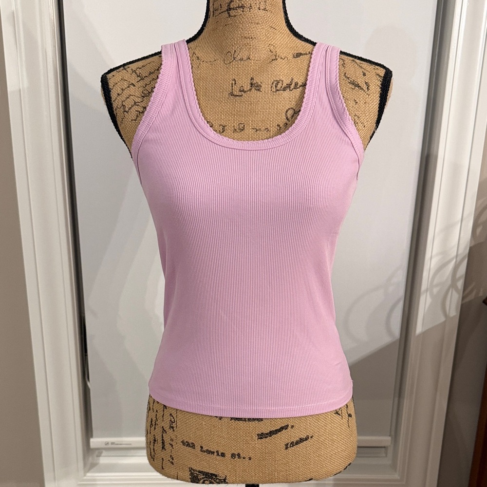 Soft Pink Ribbed Tank Top - Picture 1 of 6